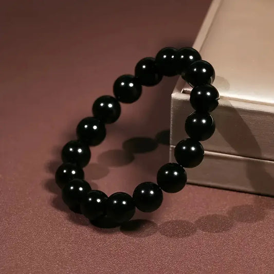 Elegant Obsidian Bead Men's Bracelet
