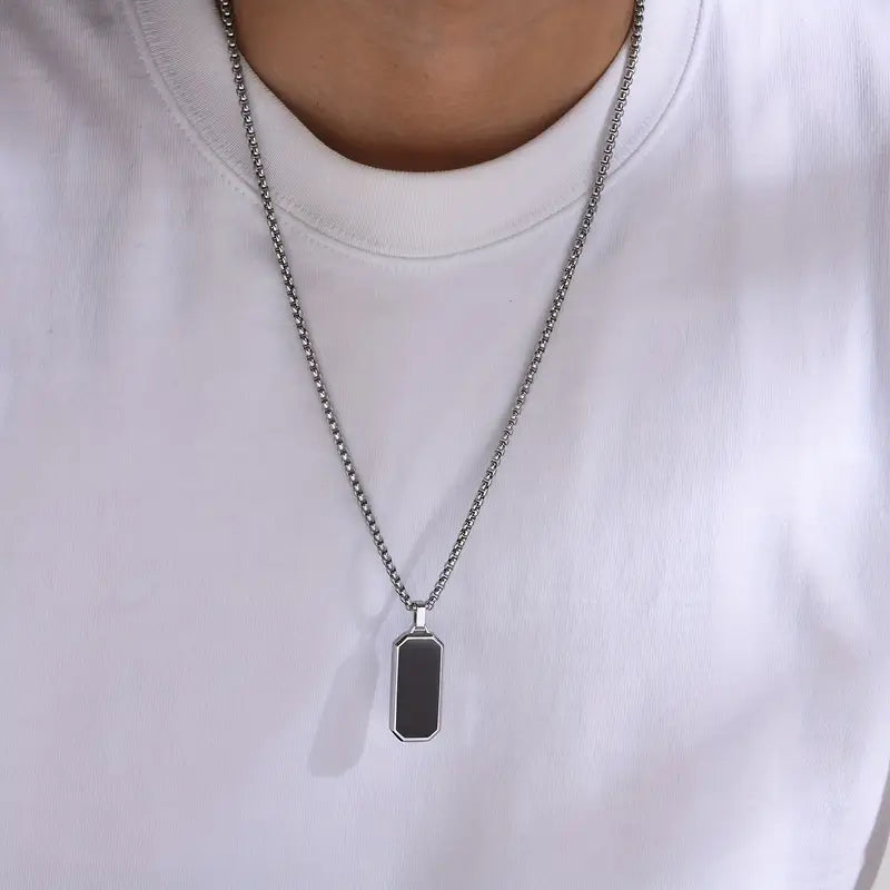 Men's Black Long Necklace