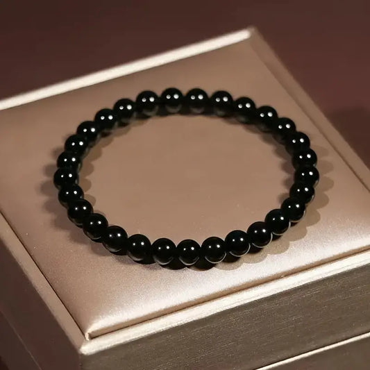 Elegant Obsidian Bead Men's Bracelet