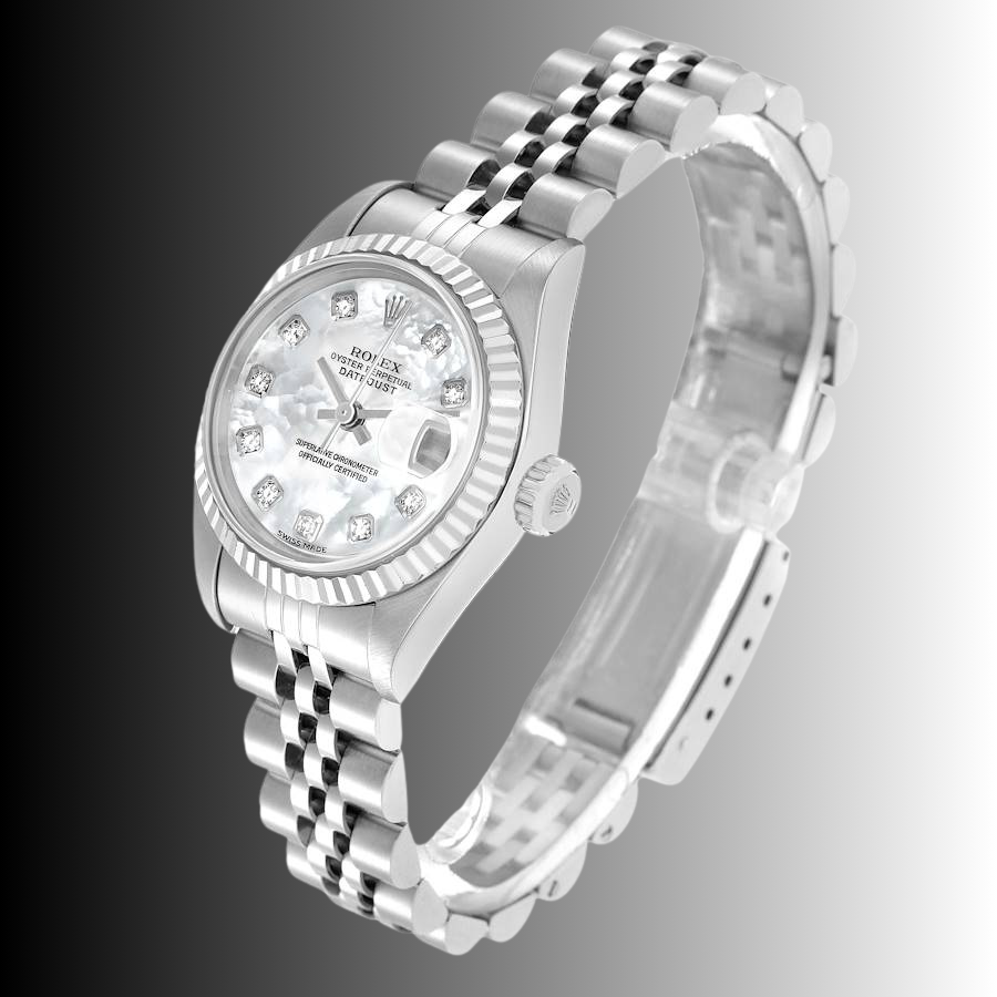 Rolex Diamond Silver White Date-Just 16233