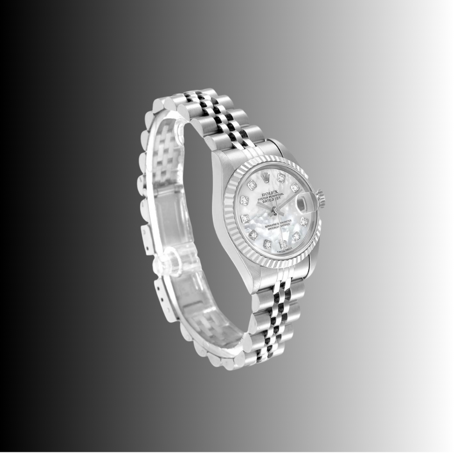 Rolex Diamond Silver White Date-Just 16233