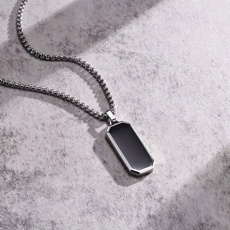 Men's Black Long Necklace