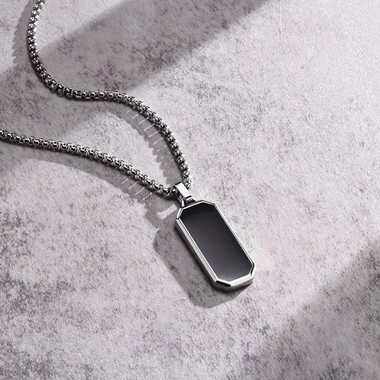 Men's Black Long Necklace