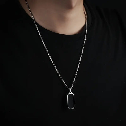 Men's Black Long Necklace