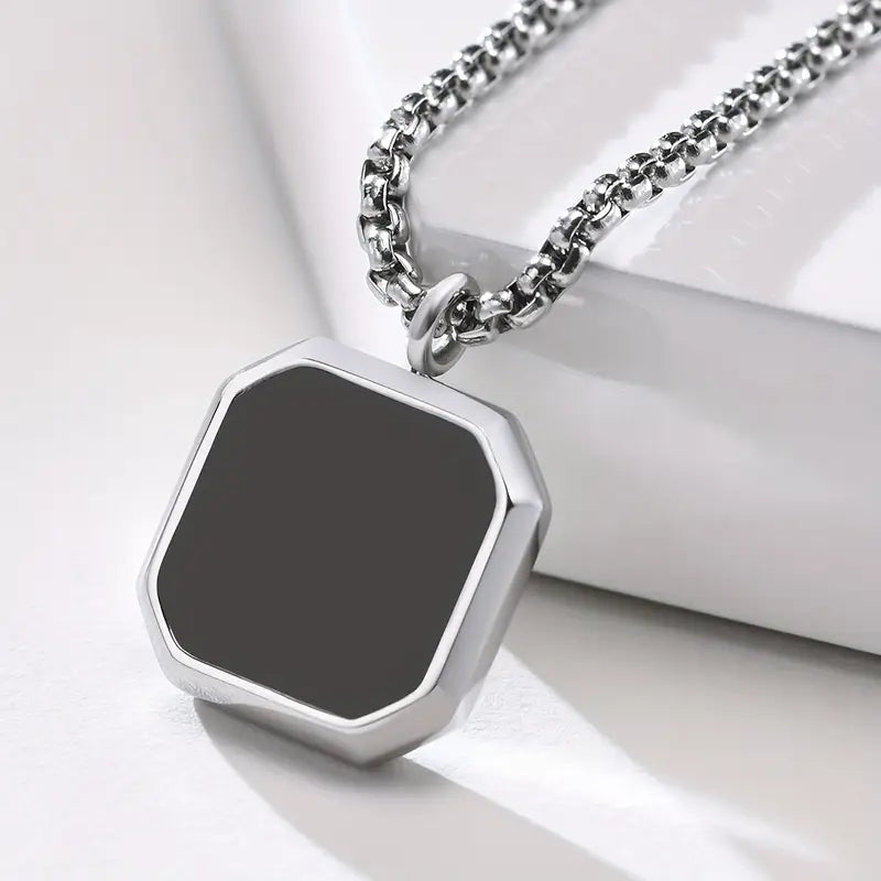 Men's Black Square Necklace
