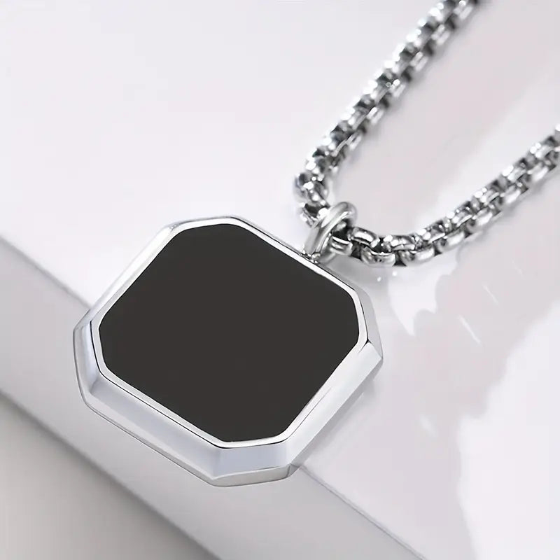 Men's Black Square Necklace
