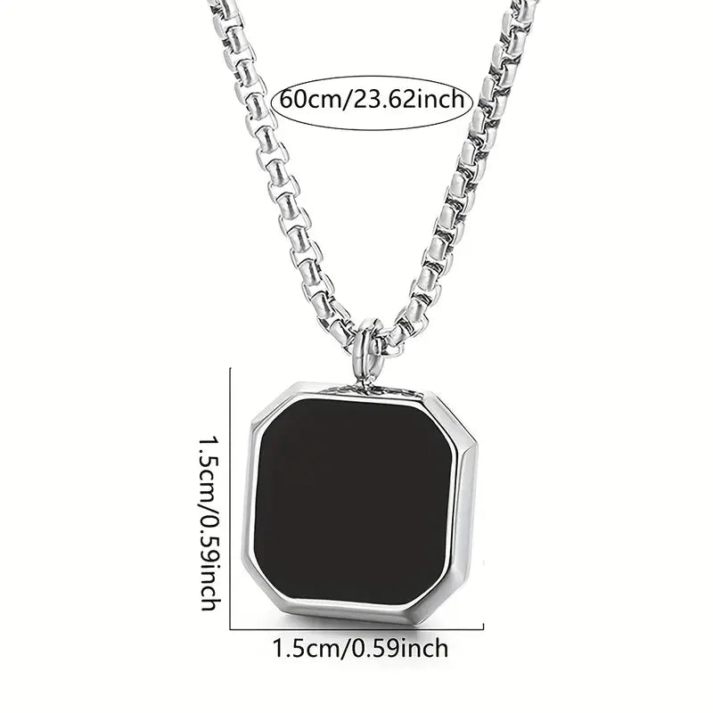 Men's Black Square Necklace